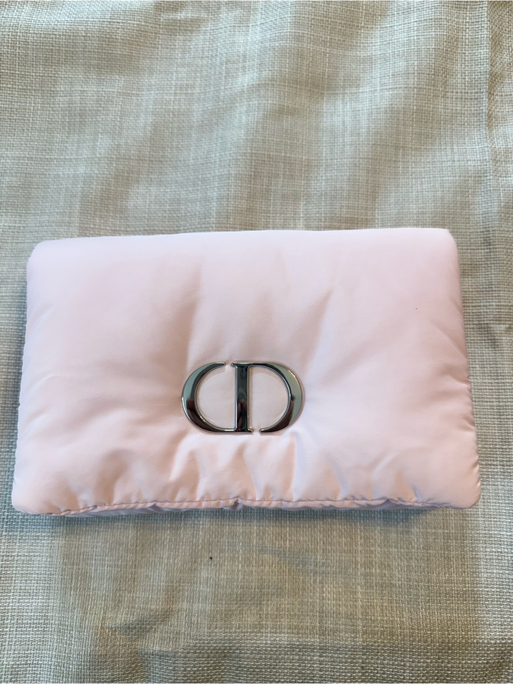 Dior Pale Pink Quilted CD Clutch with Silver Logo